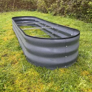 Set of 2 x Large Metal Oval Raised Vegetable Bed in Dark Grey (170cm)