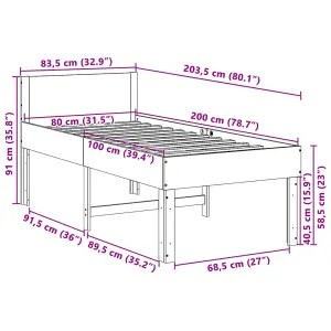 Berkfield Bed Frame without Mattress Wax Brown 80x200 cm Solid Wood Pine