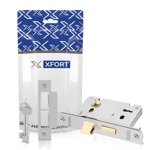 XFORT 3 Lever Satin Chrome Mortice Sashlock 65mm