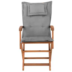 Set of 2 Garden Chairs with Cushions MAUI Acacia Wood Grey