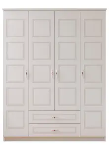 REGAL 4 Door 2 Drawer White Wardrobe