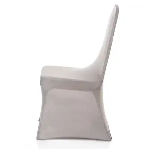 Polyester Spandex Chair Cover for Wedding Decoration - Silver, Pack of 1