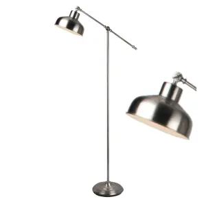 First Choice Lighting Satin Nickel Lever Arm Floor Lamp