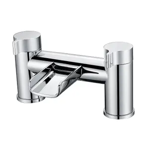 Nes Home Modern Style Chrome Bridge Round Deck Mounted Waterfall Bath Filler Tap