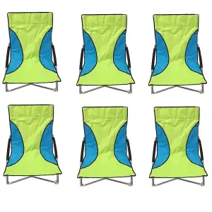 6 Green Nalu Folding Low Seat Beach Chair Camping Chairs