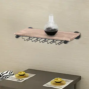 Montreat Solid Wood Wall Mounted Wine Glass Rack in Black