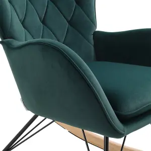 Modern Upholstered Rocking Chair with Removable Padded Seat for Living Room Bedroom