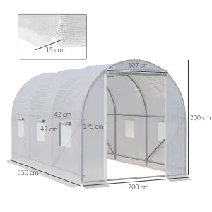 Outsunny Large Walk-in Greenhouse Poly Tunnel Galvanised Garden Plants Grow Tent