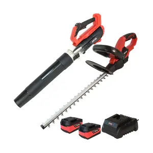 Excel 18V Leaf Blower & Hedge Trimmer 2 x 5.0Ah Batteries & Charger EXL14997