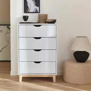 sweeek. 4-drawer scandi-style chest Floki White 60x40x90 cm