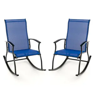 Costway 2 Pieces Outdoor Rocking Chairs Patio Cozy Rockers w/Breathable Backrest