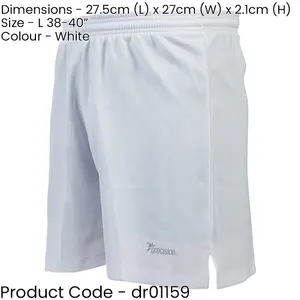 L ADULT Elastic Lightweight Football Gym Training Shorts - Plain WHITE 38-40"