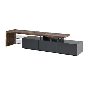 Alanis Wooden TV Stand With Storage In Rustic Oak And LED