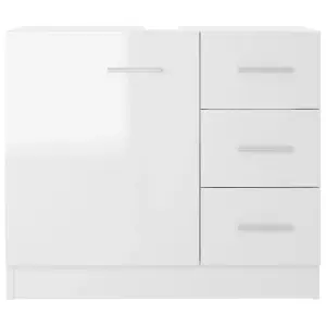 Berkfield Sink Cabinet High Gloss White 63x30x54 cm Engineered Wood