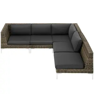 Rattan Garden Furniture Villanova - single chair, thick seat cushion, 69 x 89 x 72 cm - Mottled Anthracite