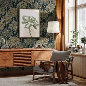 Galerie Mulberry Tree Blue Multicoloured Grove Wallpaper Roll