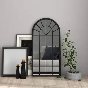 Berkfield Mirror Black 90x45 cm Iron for Indoor Use