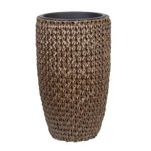 Set of 2 Plant Pots CEDRUS PE Rattan Brown