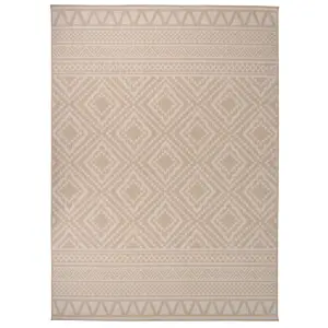 Outdoor Flatweave Rug 200x280 cm Brown Stripes