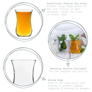 LAV - Klasik Dimpled Glass Tea Cup Set - 115ml - Pack of 6