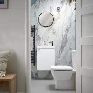 GoodHome Imandra Gloss White Single Wall-mounted Bathroom Cloakroom unit (H) 550mm (W) 43.6mm