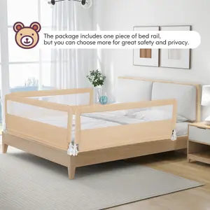 COSTWAY Bed Rail Guard for Toddlers 150CM Foldable Baby Bed Rail w/ Safety Strap