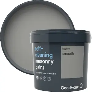 GoodHome Self-cleaning Hudson Smooth Matt Masonry paint, 5L Tub