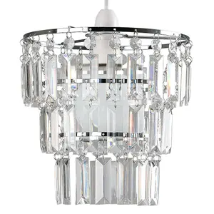 ValueLights Kelsks Modern 3 Tier Ceiling Pendant Light Shade with Clear Acrylic Jewel Effect Droplets