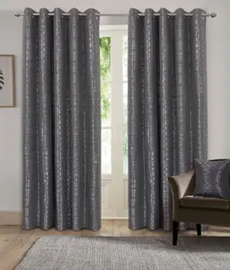 Tuscany Geometric Window Polyster Eyelet Curtains