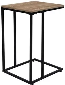 Dunelm Charlie C-Shaped Side Table, Oak Effect, Industrial, Light Wood, Metal