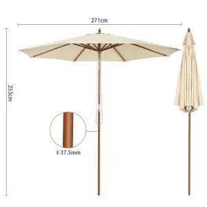 Costway 2.7M Outdoor Patio Umbrella Garden Parasol Sun Shade Market Umbrella w/ 8 Ribs