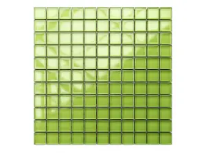 Glass mosaic on mesh for bathroom or kitchen 300mm x 300mm - Green paradise