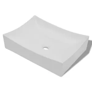 Marini Ceramic Rectangular Bathroom Sink White