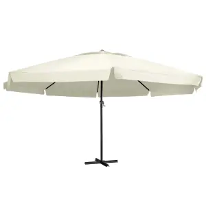 Berkfield Outdoor Parasol with Aluminium Pole 600 cm Sand White