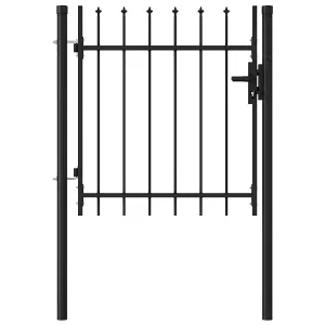 Berkfield Fence Gate Single Door with Spike Top Steel 1x1 m Black