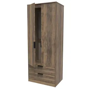 Fuji 2 Door 2 Drawer Wardrobe in Vintage Oak (Ready Assembled)