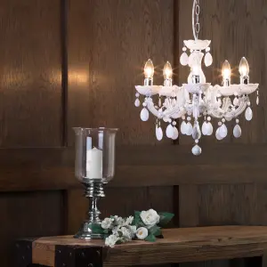 Litecraft Marie Therese White 5 Light Chandelier