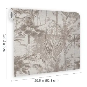 Sublime Patterned Neutral Jungle Embossed Wallpaper