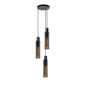 Lucide Orlando Modern Cluster Pendant Light 32cm - 3xE27 - Smoke Grey