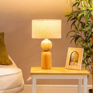 ValueLights Azalea Rustic Wooden Bedside Table Lamp Living Room Light - Base Only