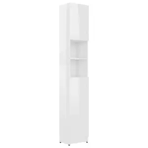 Berkfield Bathroom Cabinet High Gloss White 32x25.5x190 cm Engineered Wood