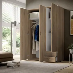 Timeless Stella Trading BASE Hinged Door Wardrobe W1210mm H1760mm D510mm - Oak Sonoma, Ample Storage, Versatile Design