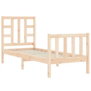 Berkfield Bed Frame with Headboard Small Single Solid Wood