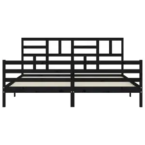 Berkfield Bed Frame with Headboard Black 200x200 cm Solid Wood