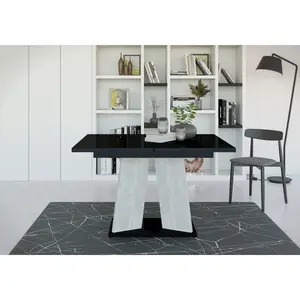 Extendable Dining Table Alekzander Black/Light Grey