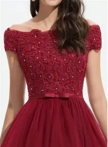 JJ's House Cocktail Dress Burgundy Strapless Asymmetrical Off The Shoulder A-Line 2025