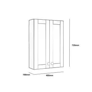 Ashford Matt Kombu green Double Bathroom Wall cabinet (H)72cm (W)49.5cm