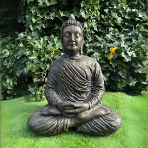 Timeless Zen Large Antique Bronze Meditating Buddha Garden Ornament