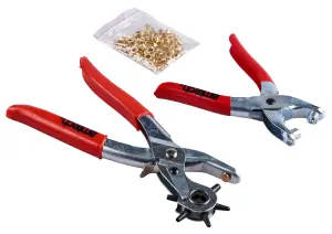 Amtech B1460 LEATHER PUNCH & EYELET PLIER SET - WITH 100pc EYELETS