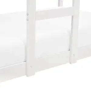 Wooden Kids House Bunk Bed EU Single Size White LABATUT